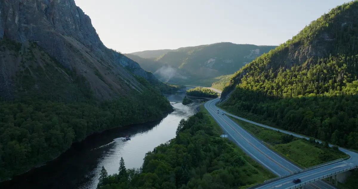 Humber Gorge cliffs and river at golden hour